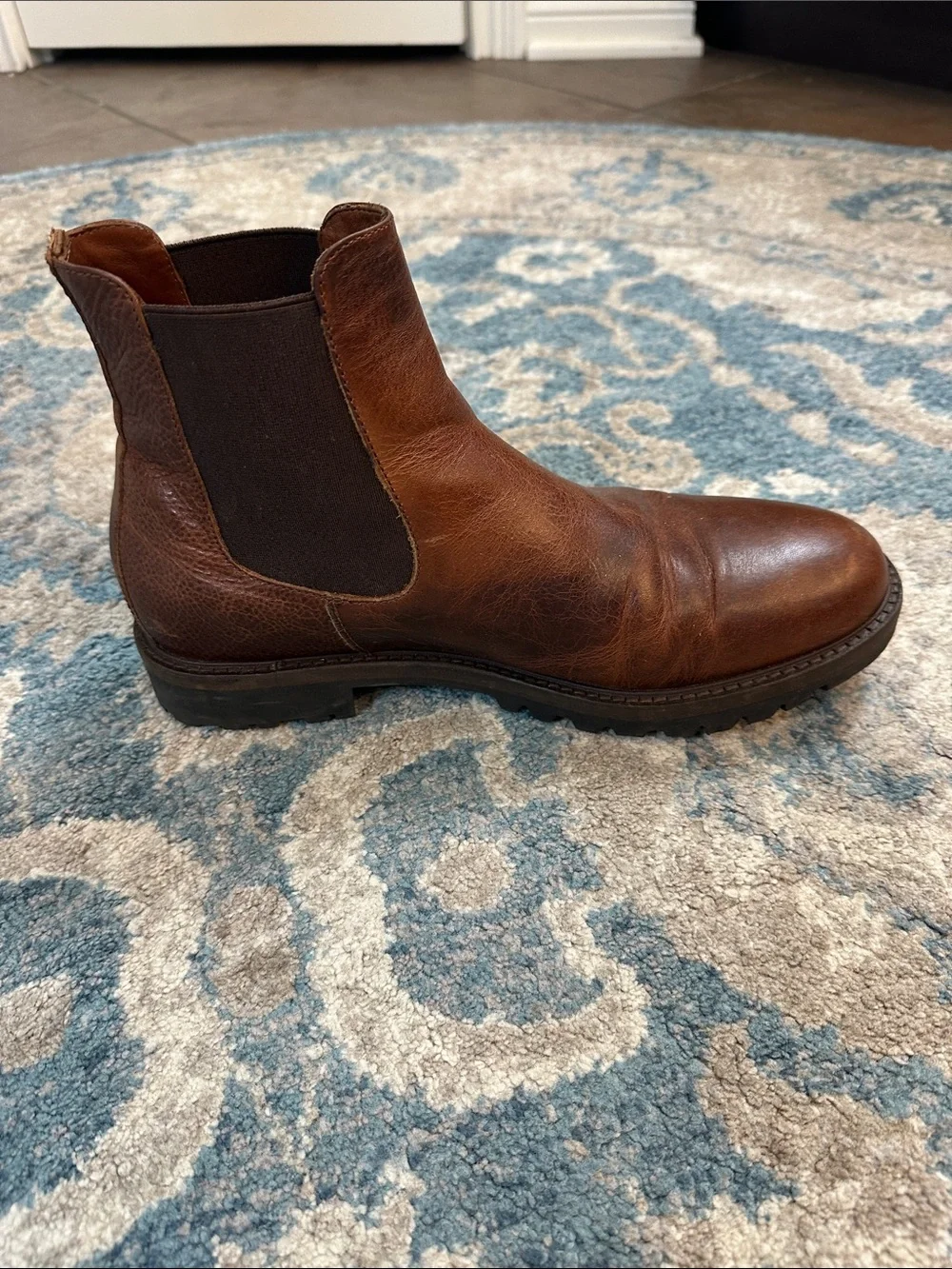 Men's Patina Brown Leather Slip-On Chelsea Boots